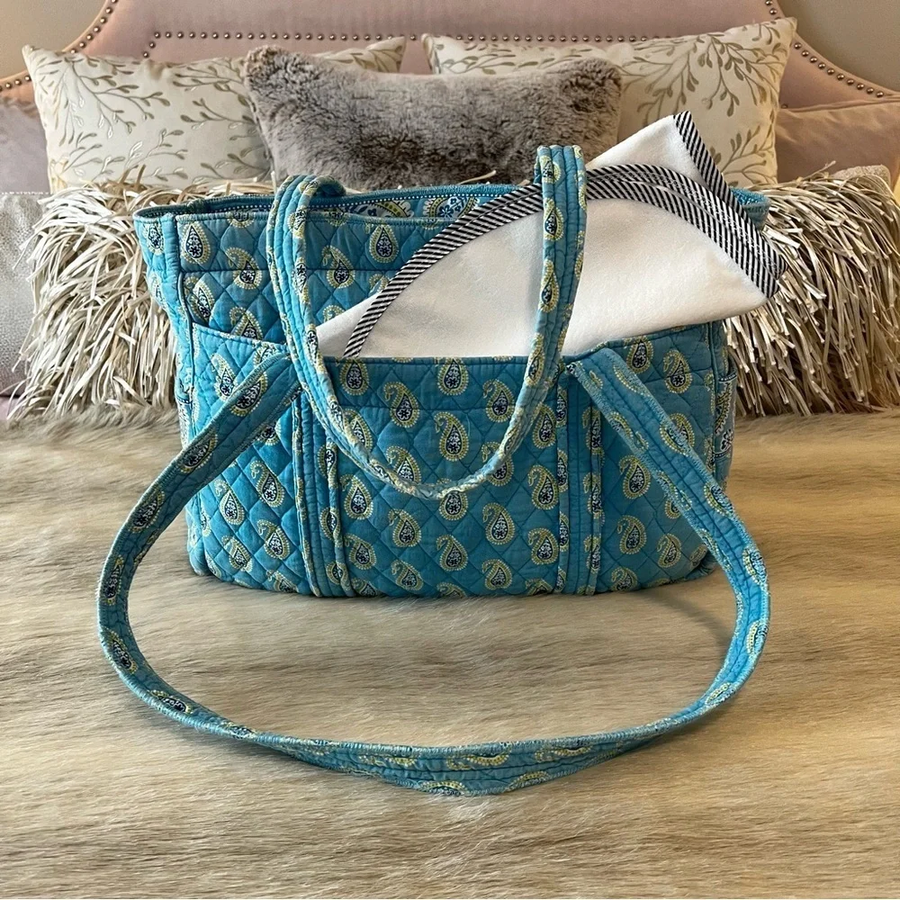 Vintage VERA BRADLEY Bermuda Blue 2005 Baby Bag Green Paisley Changing Pad Y2K